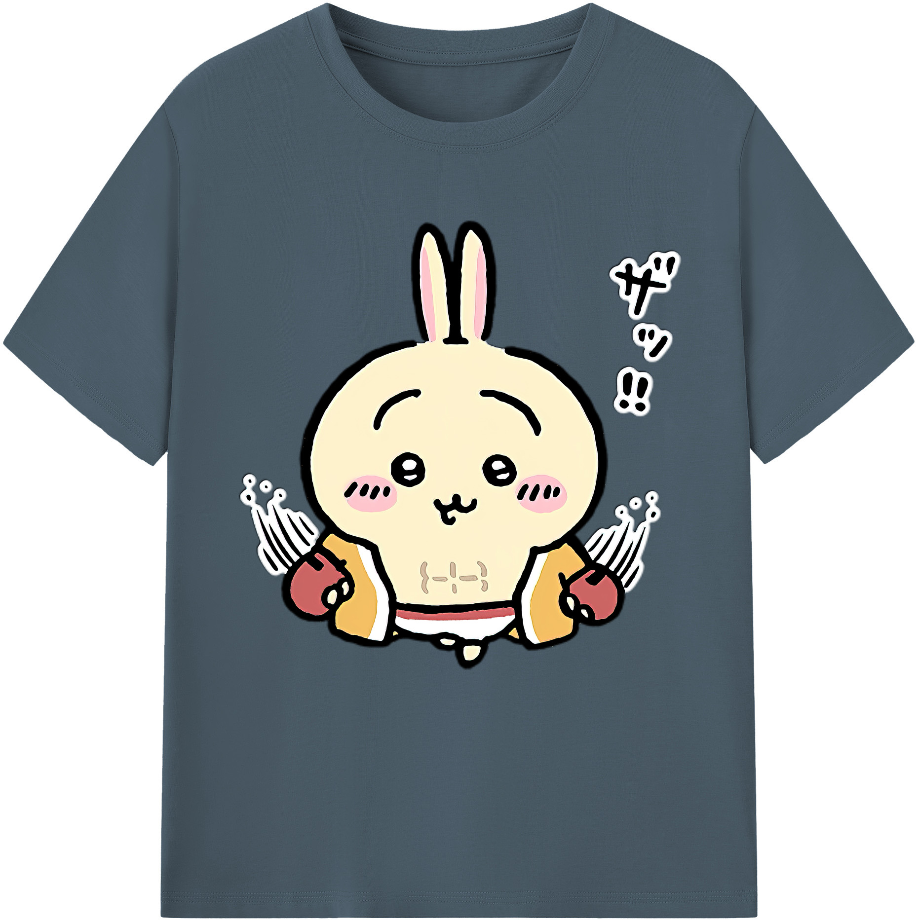 （画像用） ちいかわ うさぎ Chii-kawa usagi 綿100％半袖Tシャツ（フロントプリント）